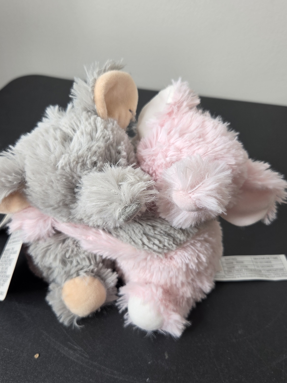Warmies Plush Hugging Elephant Pair - Gray & Pink